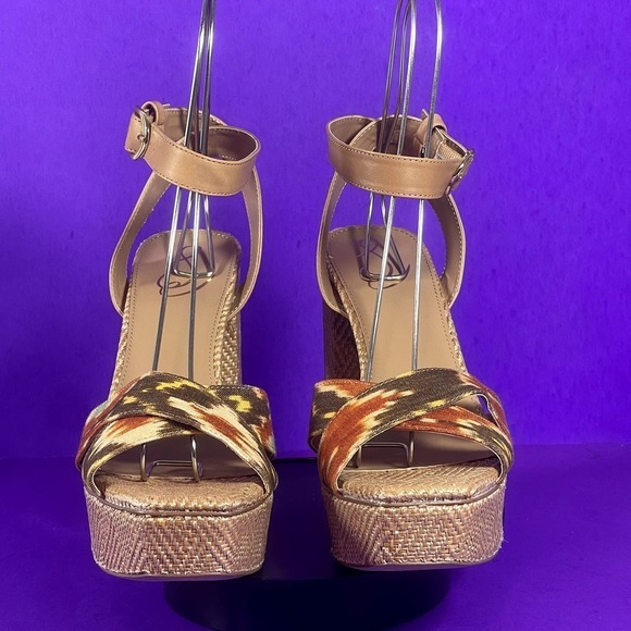 Sam Edelman Women's Sunset Orange Multi-Color Nolita Platform Sandal Shoe Sz 9.5 - Picture 2 of 8